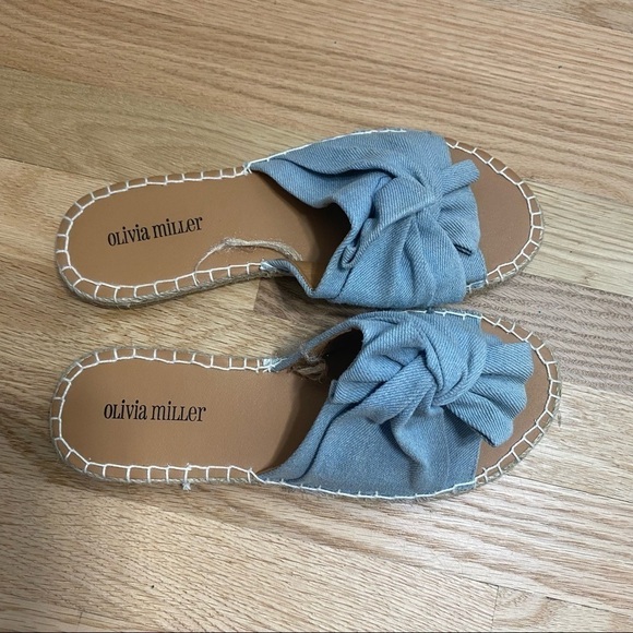 Olivia Miller Denim Knot Slide Sandals Sz 9 Open Toe Blue Women’s - Picture 3 of 7